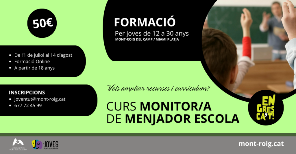 Curs de Monitor/a de Menjador Escolar