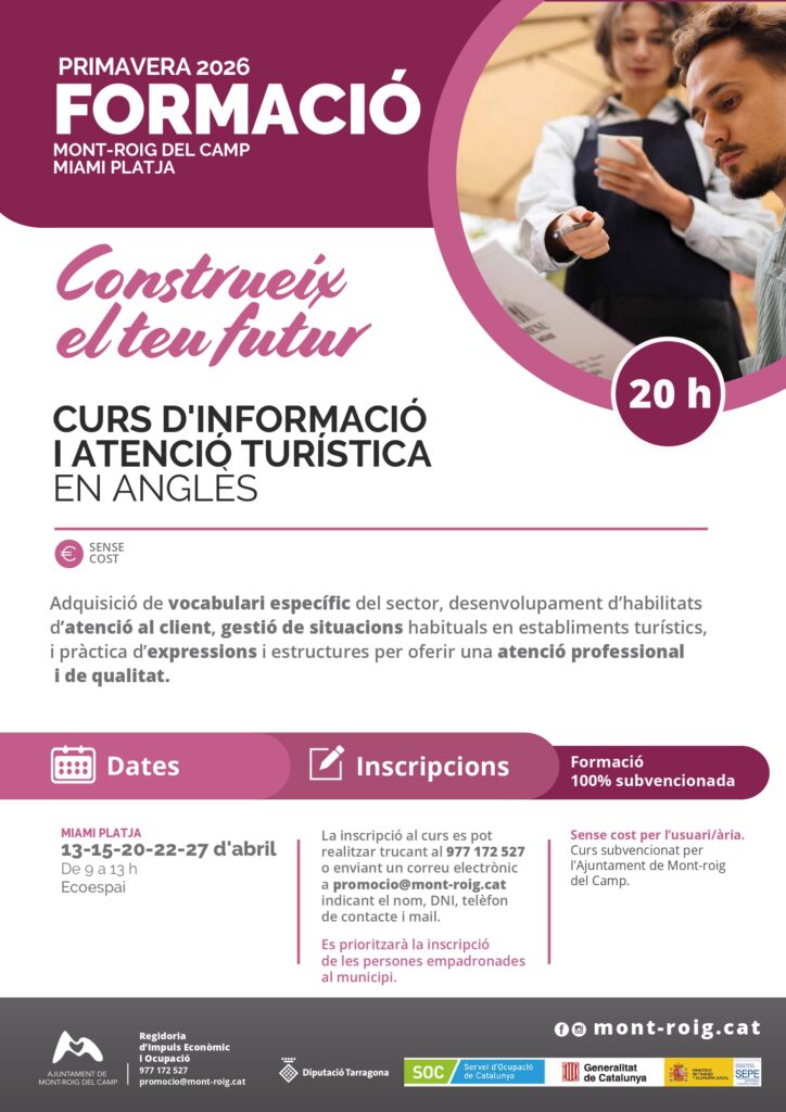 Curs: Informació i Atenció Turística en anglès