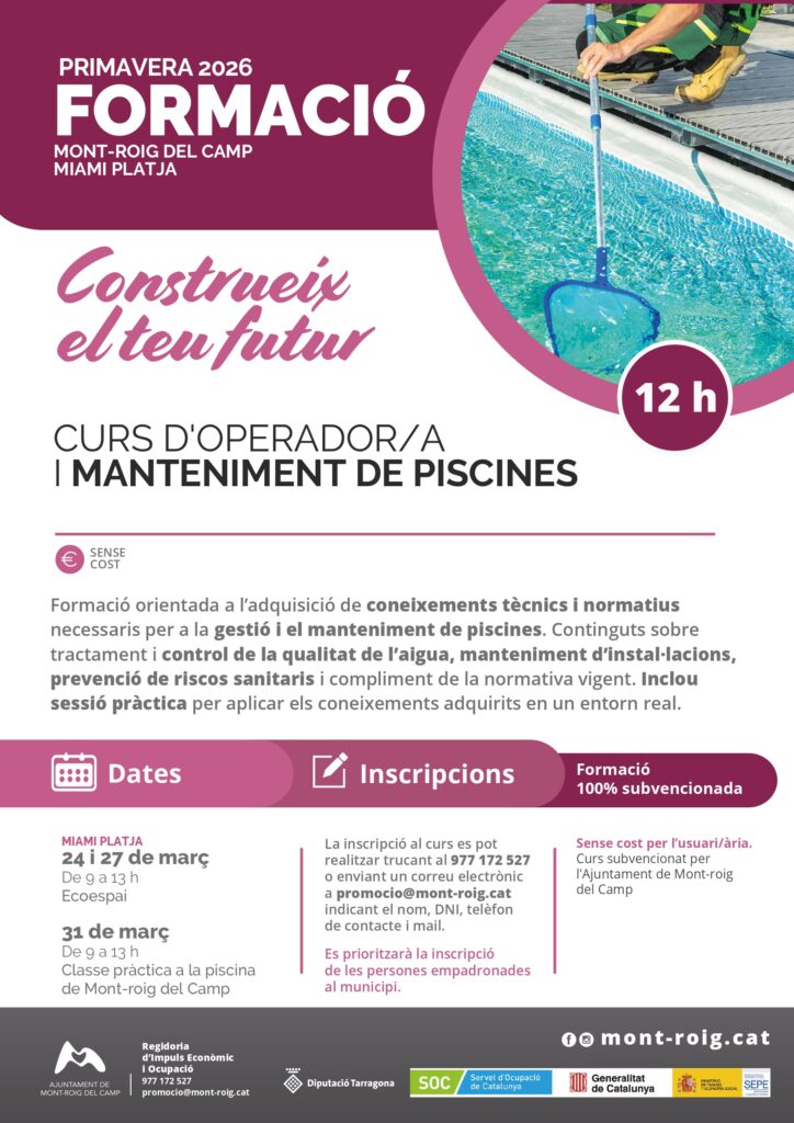 Curs: Operador/a i Manteniment de Piscines